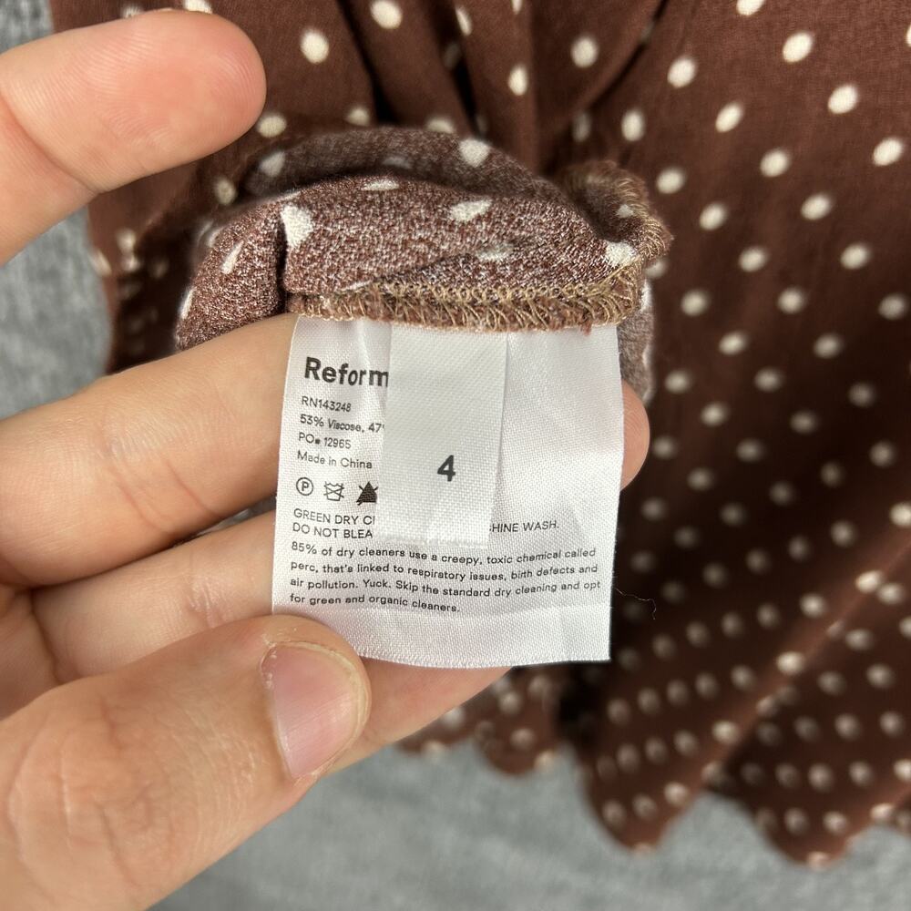 Reformation Skirt 4 Bea A Line Midi Skirt Polka Dot Brown Feminine Cottagecore - Picture 10 of 13